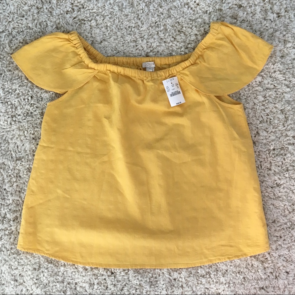 J. Crew yellow off the shoulder top